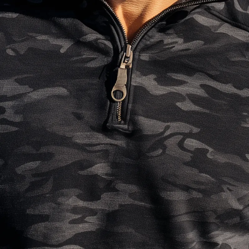 Men's Fashion Camouflage Print Half-Zip Polo Shirt MTA1497H9P sold by Manly product image thumbnail 3