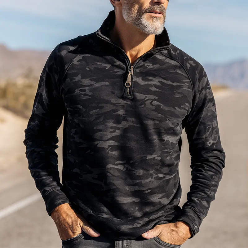 Men's Fashion Camouflage Print Half-Zip Polo Shirt MTA1497H9P sold by Manly product image thumbnail 2