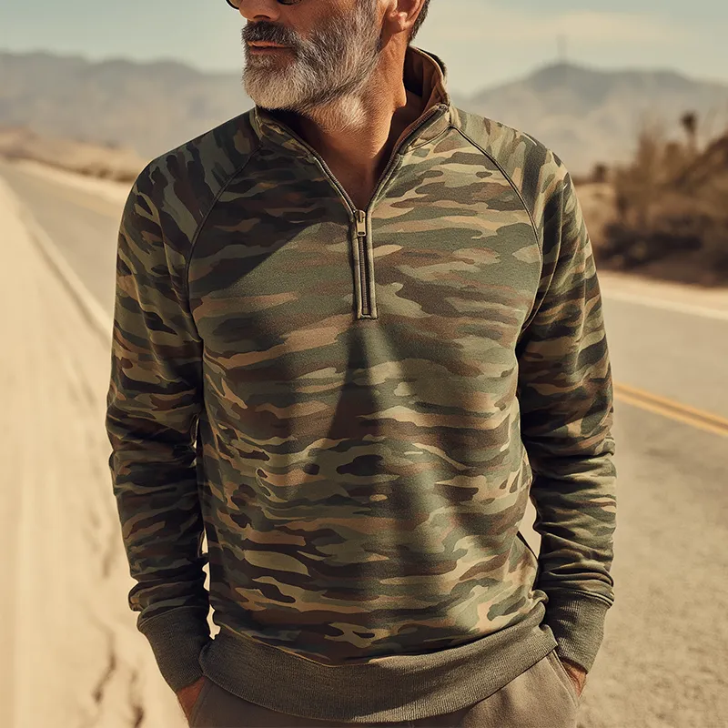 Men's Fashion Camouflage Print Half-Zip Polo Shirt MTA1448H9P sold by Manly product image thumbnail 2