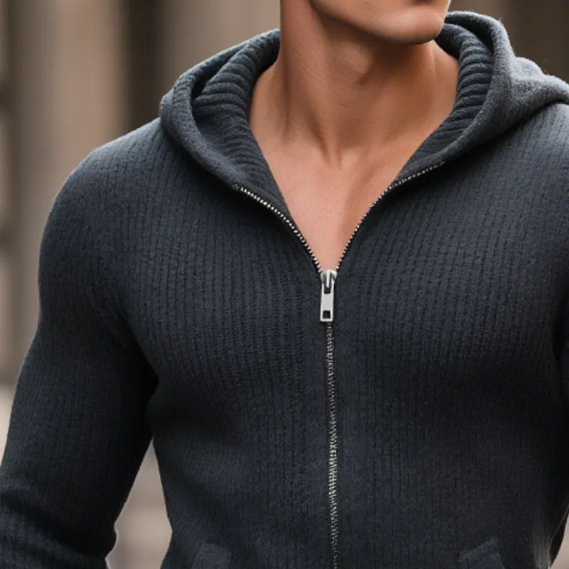 Men's Retro Casual Knit Hooded Zipper Jacket MTA1399H5TO sold by Manly product image thumbnail 3
