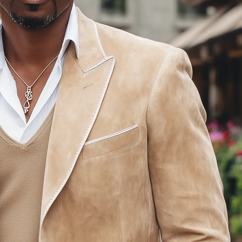 Men's Vintage Business Two-Button Suede Blazer MTA1606H0U sold by Manly product image thumbnail 3