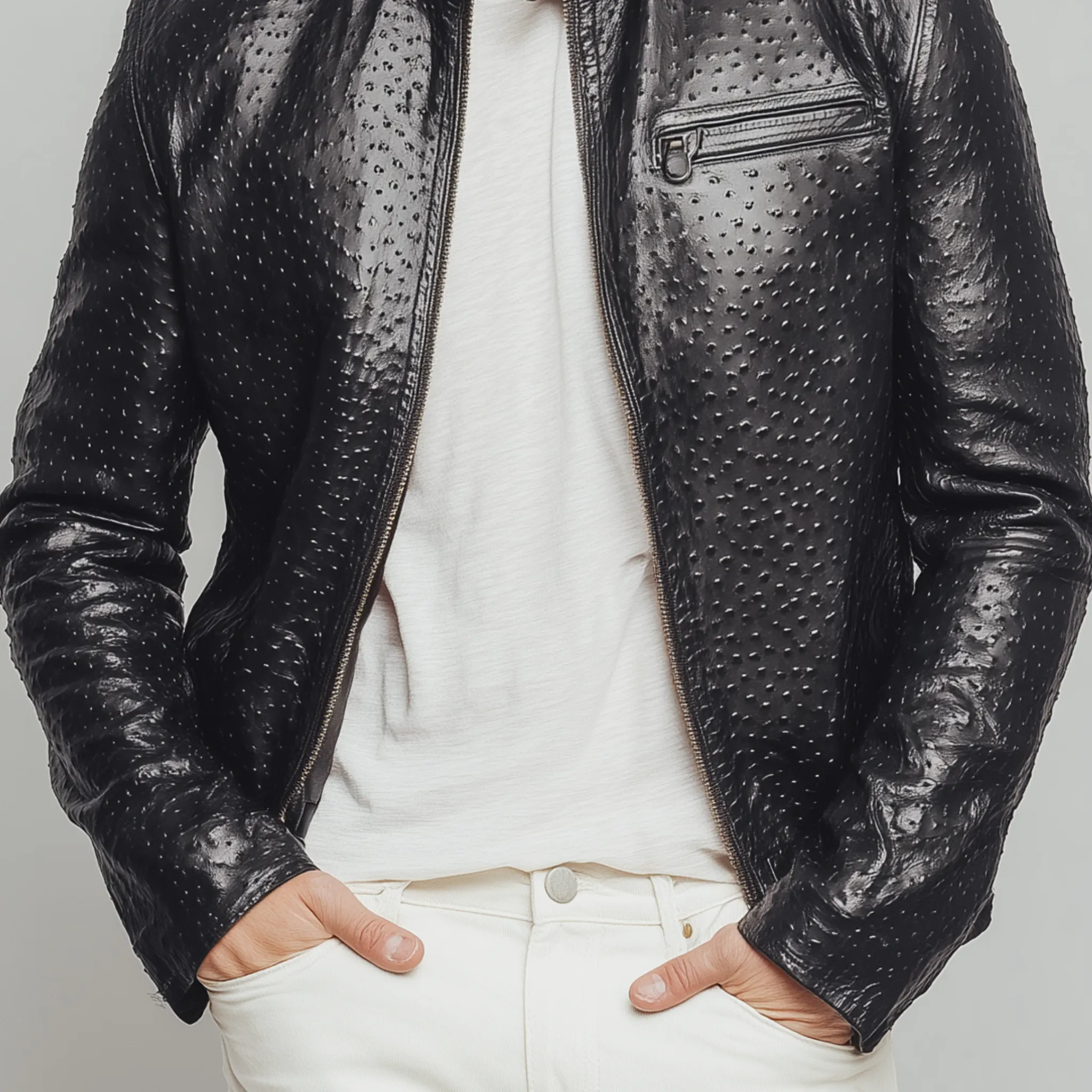 Men's Classic American Retro Stand Collar Textured PU Leather Slim Zipper Jacket MTA1647H3K sold by Manly product image thumbnail 5