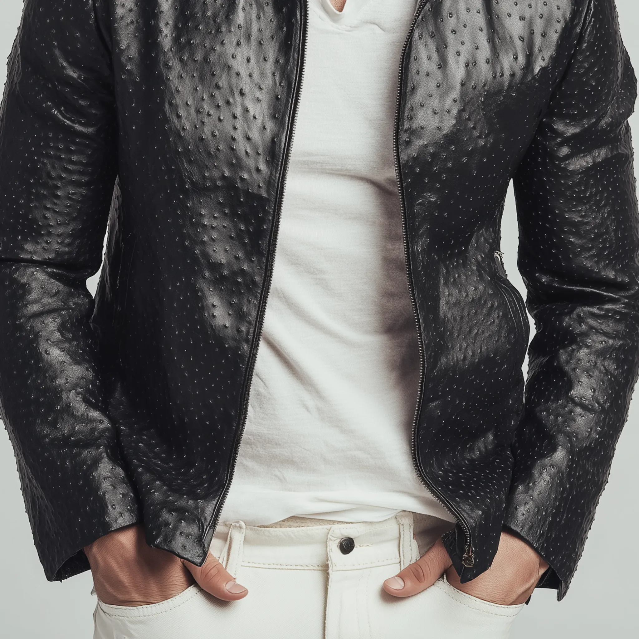 Men's Classic American Retro Lapel Textured PU Leather Slim Zipper Jacket MTA1671H5K sold by Manly product image thumbnail 4