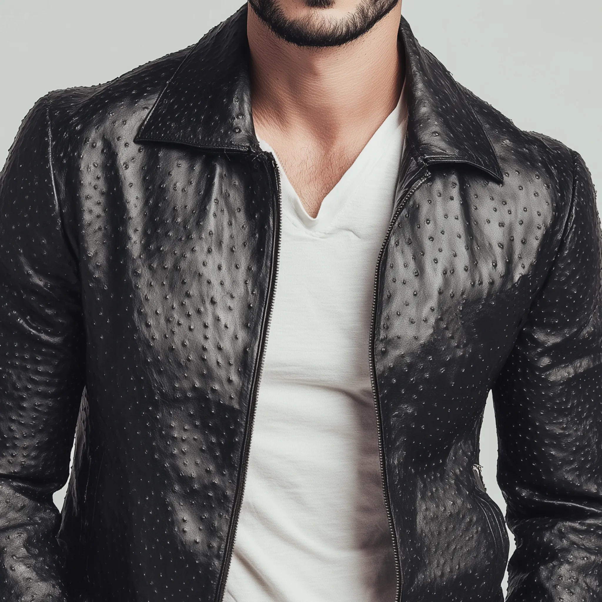 Men's Classic American Retro Lapel Textured PU Leather Slim Zipper Jacket MTA1671H5K sold by Manly product image thumbnail 3