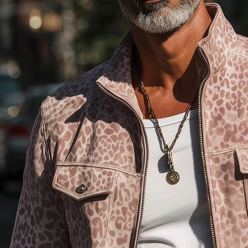 Men's Fashion Textured Twill Stand Collar Zipper Jacket MTA1563H3U sold by Manly product image thumbnail 3