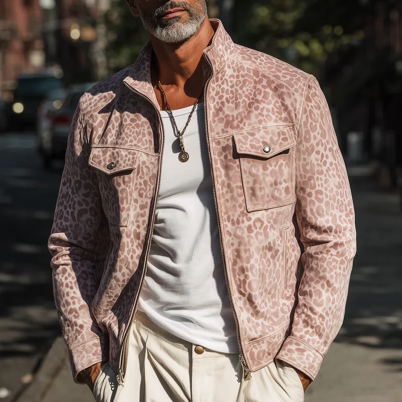 Men's Fashion Textured Twill Stand Collar Zipper Jacket MTA1563H3U sold by Manly product image thumbnail 2