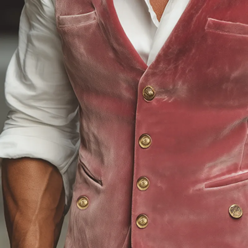 Men's Vintage Velvet Single-Breasted V-Neck Vest MTA1586H2U sold by Manly product image thumbnail 3