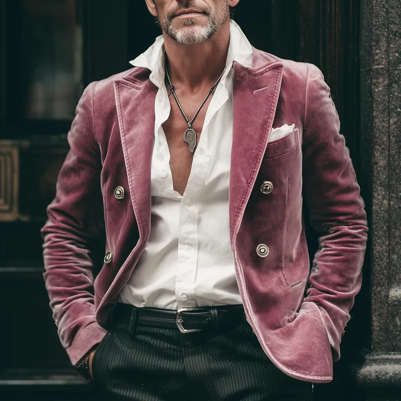 Men's Classic Business Velvet Double-breasted Blazer MTA1591H9U sold by Manly product image thumbnail 2