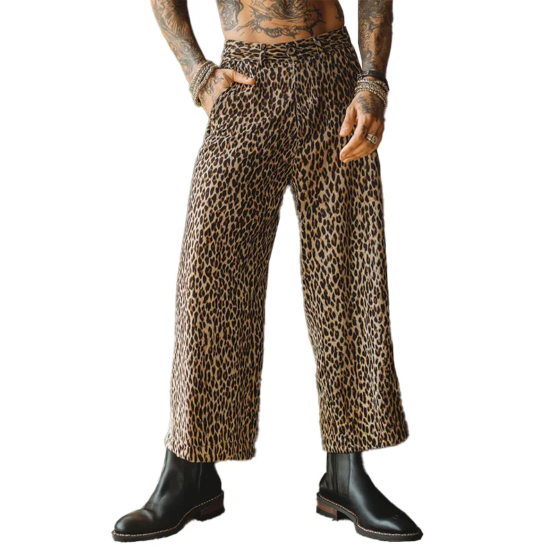 Men's Vintage Leopard Print Cotton Blend Casual Trousers MTA1529H9P sold by Manly