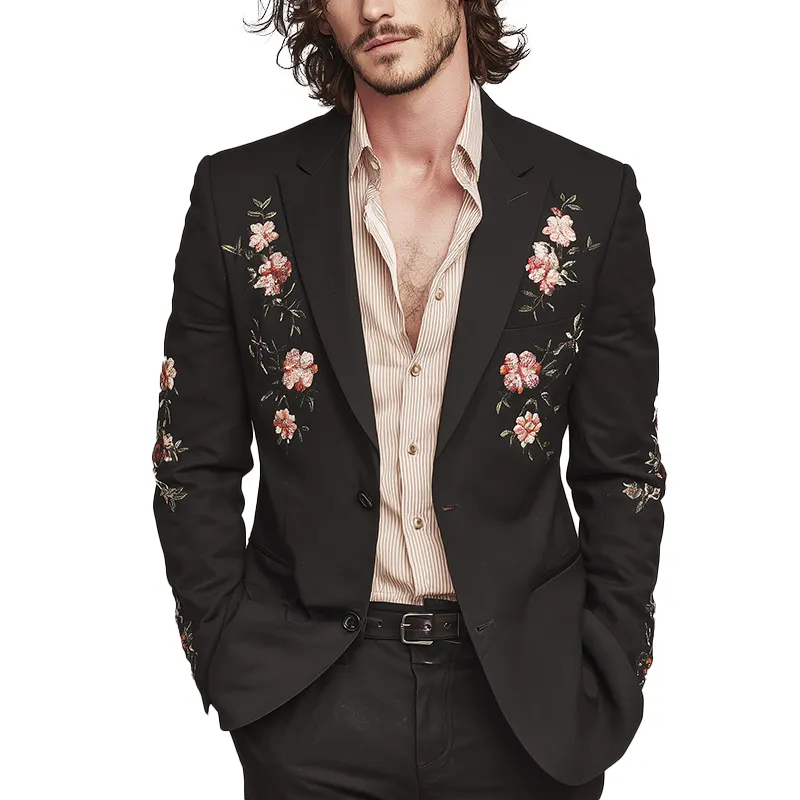 Men's Simple Fashion Embroidered Wedding Blazer MTA1536H1P sold by Manly