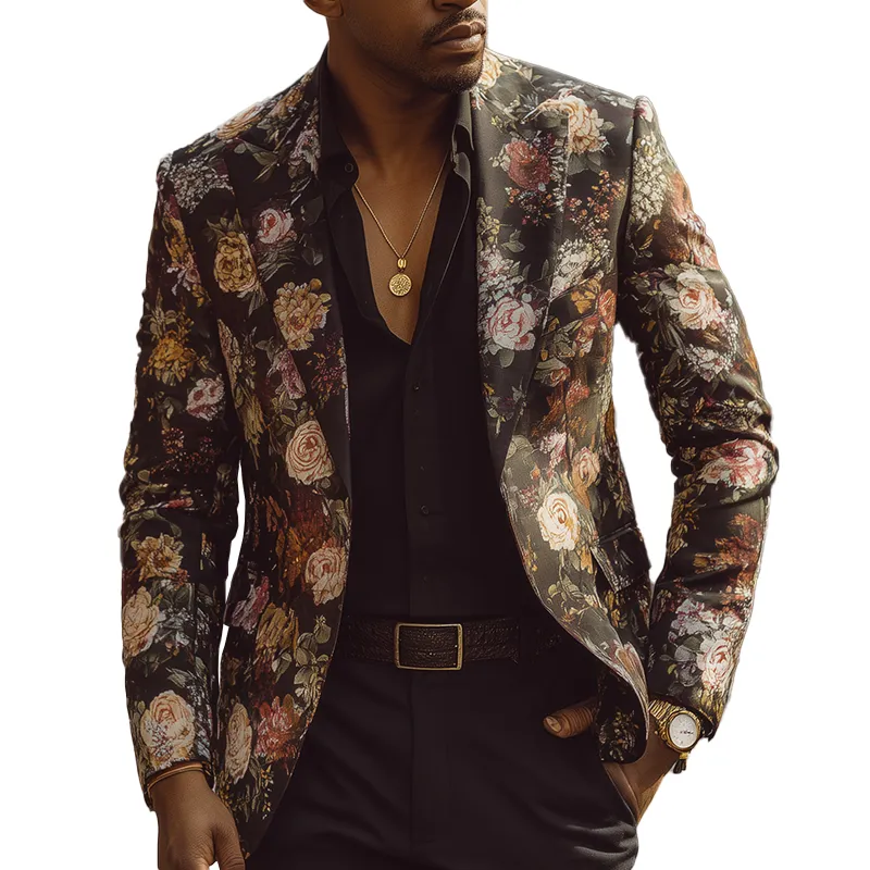 Men's Vintage Floral Print Cotton Blend Blazer MTA1503H7P sold by Manly