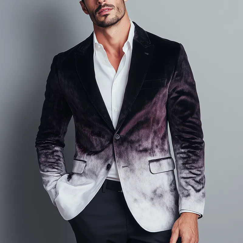 Men's Fashion Gradient Print Velvet Banquet Blazer MTA1539H8P sold by Manly product image thumbnail 2