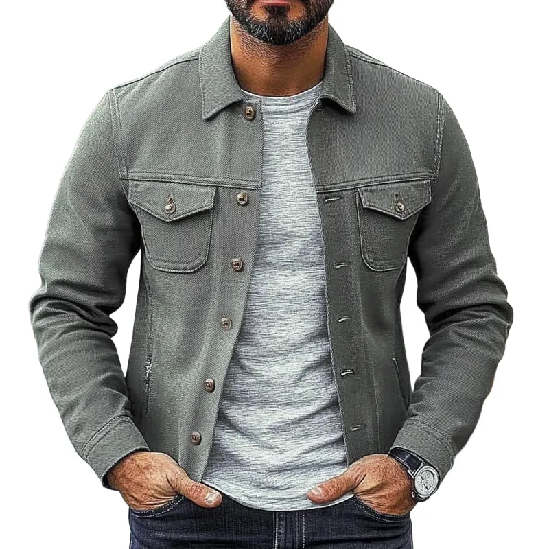 Men's Cotton Blend Twill Lapel Single-breasted Slim-fit Jacket MTA1600H6X sold by Manly