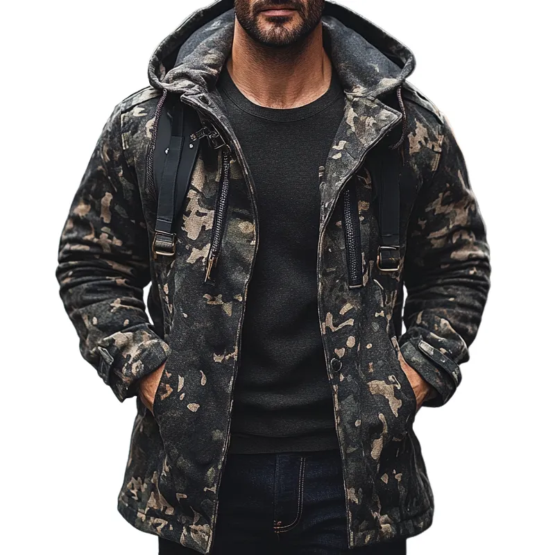 Men's Vintage Camouflage Print Hooded Coat MTA1833H7X sold by Manly