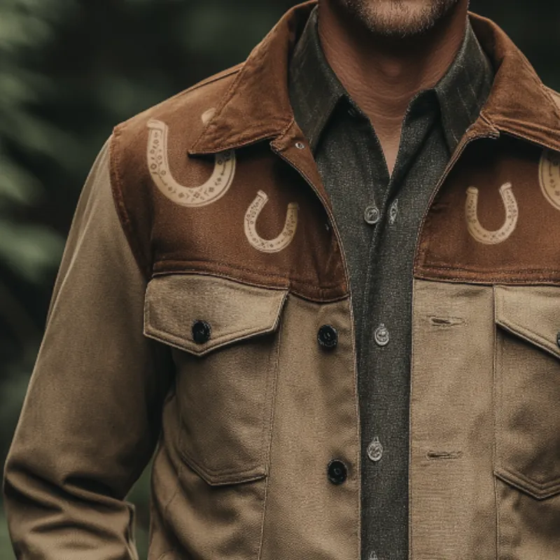 Men's Vintage Casual Western Style Canvas Washed Lapel Jacket MTA1569H2TO sold by Manly product image thumbnail 3