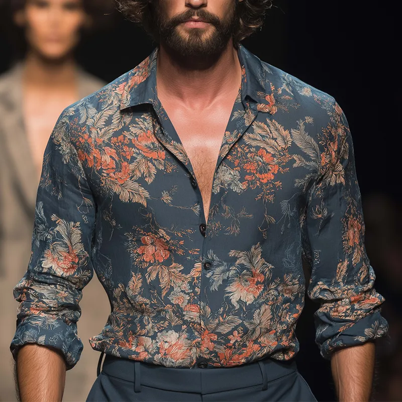 Men's Fashion Printed Polyester Blend Long Sleeve Shirt MTA1895H9P sold by Manly product image thumbnail 2