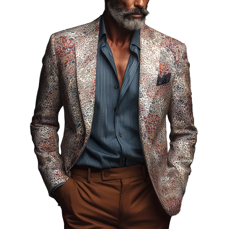 Men's Fashion Printed Polyester Blend Long Sleeve Blazer MTA1857H2P sold by Manly
