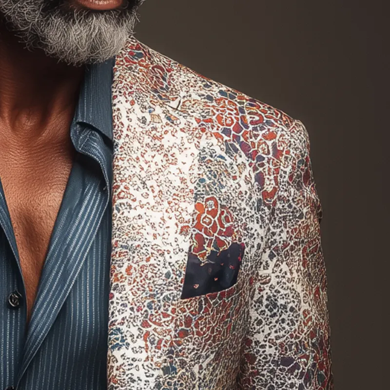 Men's Fashion Printed Polyester Blend Long Sleeve Blazer MTA1857H2P sold by Manly product image thumbnail 4