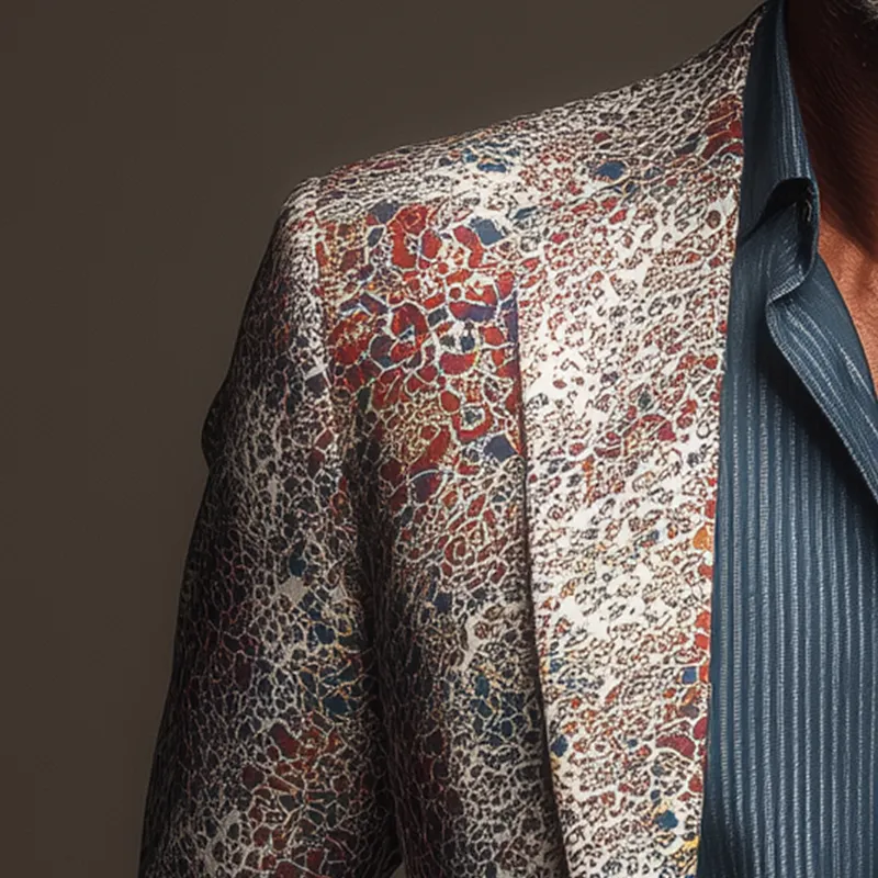 Men's Fashion Printed Polyester Blend Long Sleeve Blazer MTA1857H2P sold by Manly product image thumbnail 3