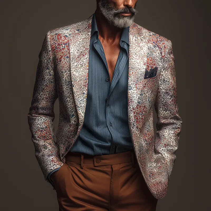 Men's Fashion Printed Polyester Blend Long Sleeve Blazer MTA1857H2P sold by Manly product image thumbnail 2