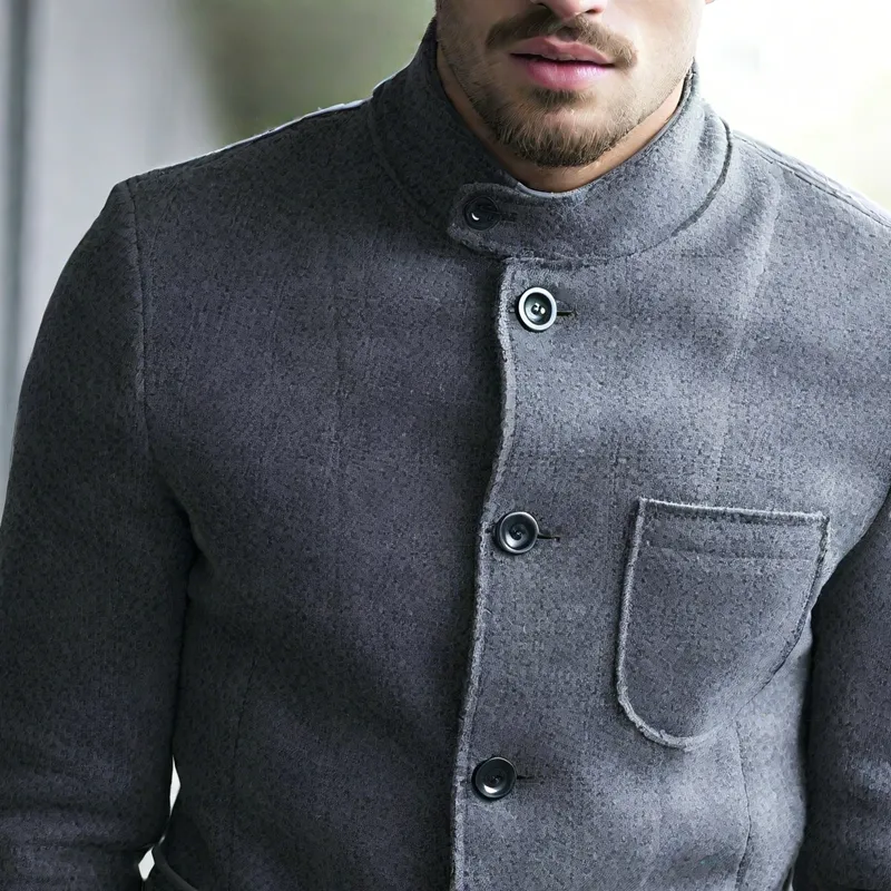 Men's Solid Stand Collar Single Breasted Multi-pocket Casual Jacket MTA1832H4Z sold by Manly product image thumbnail 3