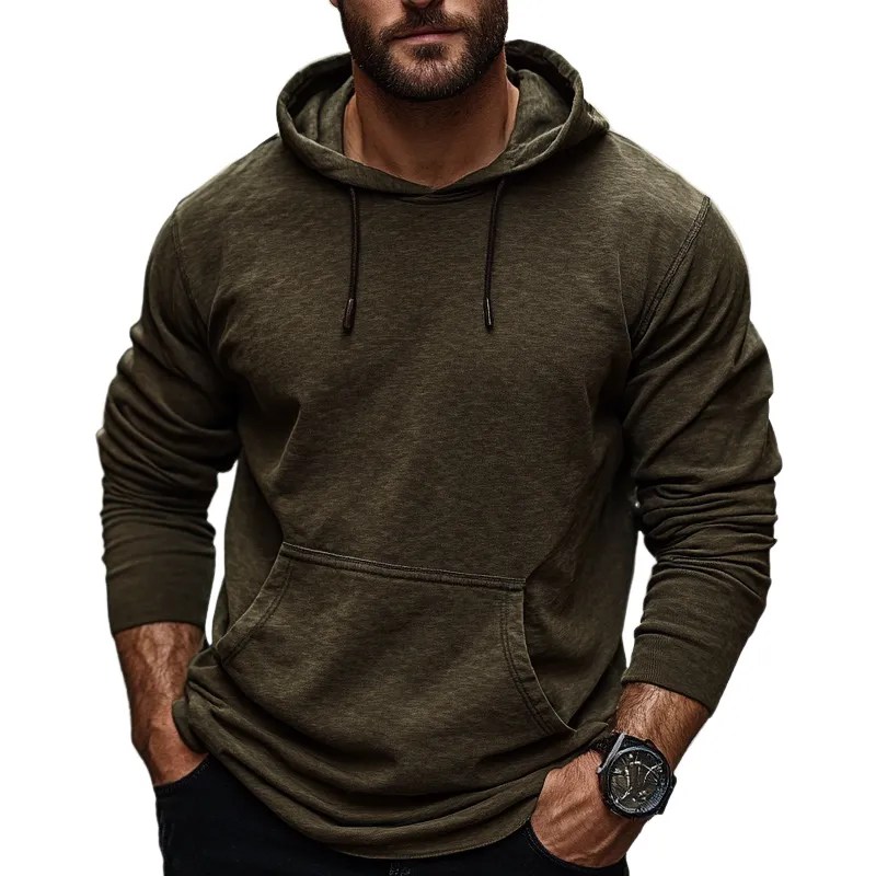 Men's Outdoor Casual Loose Cotton Blend Hoodie MTA1691H2X sold by Manly