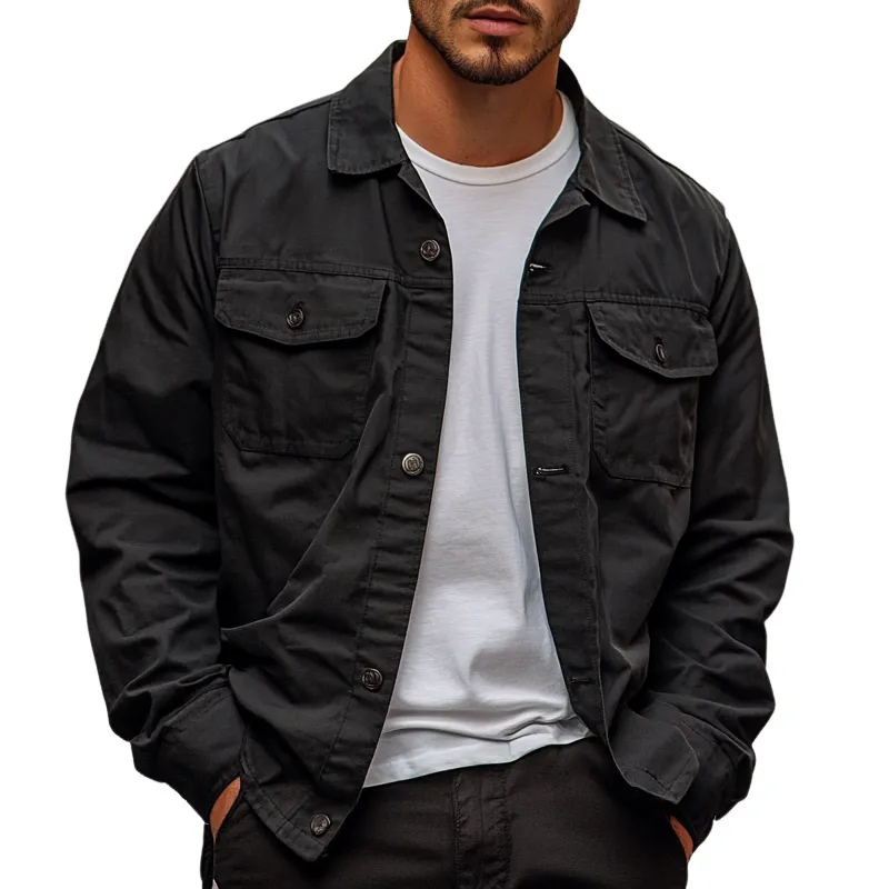 Men's Solid Color Casual Lapel Single-breasted Jacket MTA1638H9X sold by Manly