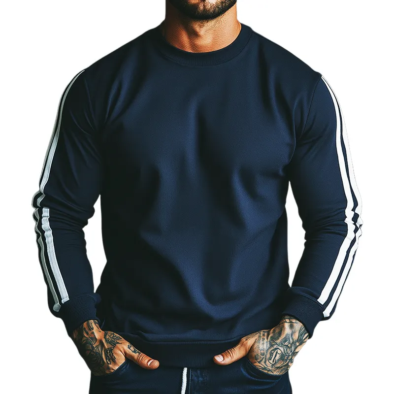 Men's Retro Casual Striped Sports Crew Neck Sweatshirt MTA1821H6TO sold by Manly