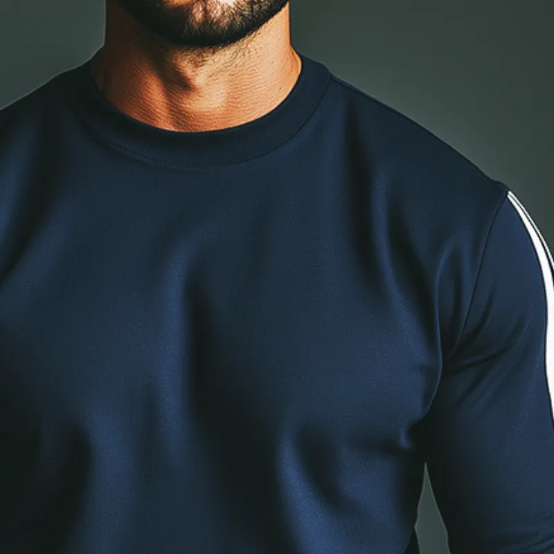 Men's Retro Casual Striped Sports Crew Neck Sweatshirt MTA1821H6TO sold by Manly product image thumbnail 3