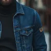 Men's Retro Casual Washed Distressed Lapel Denim Jacket MTA1968H4TO sold by Manly