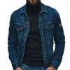 Men's Retro Casual Washed Distressed Lapel Denim Jacket MTA1968H4TO sold by Manly