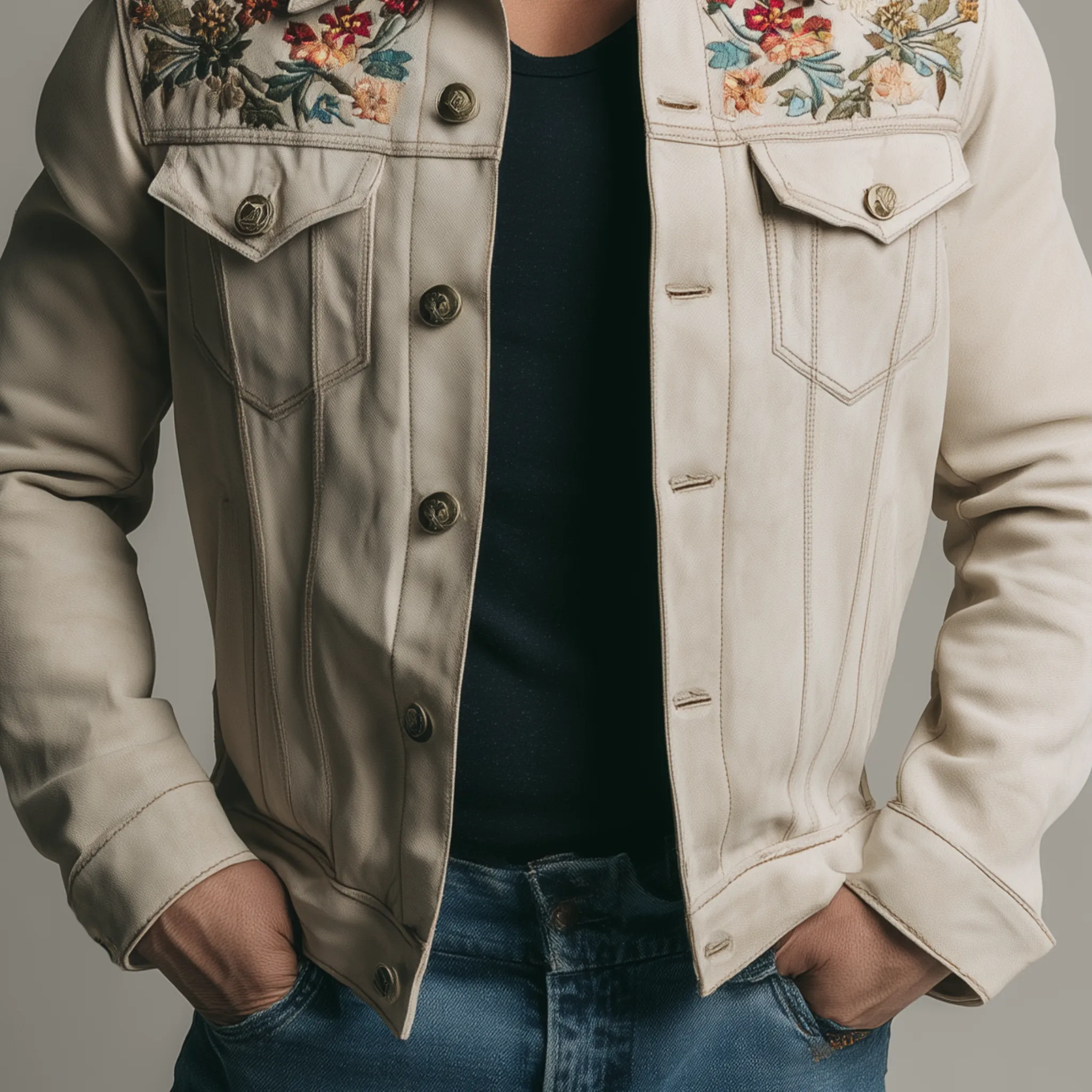 Men's Classic Casual Western Style Embroidered Suede Jacket MTA2069H6K sold by Manly product image thumbnail 5