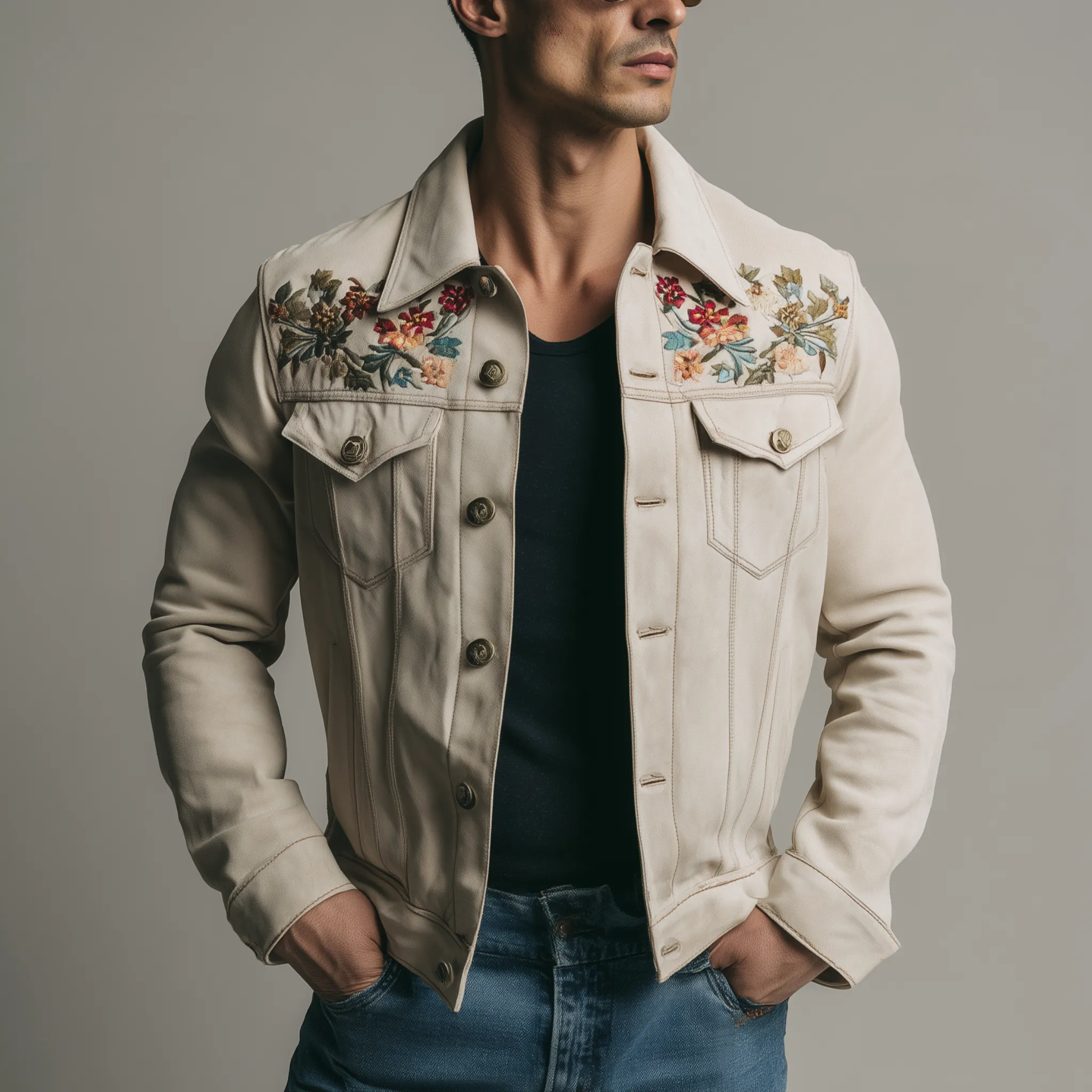 Men's Classic Casual Western Style Embroidered Suede Jacket MTA2069H6K sold by Manly product image thumbnail 2