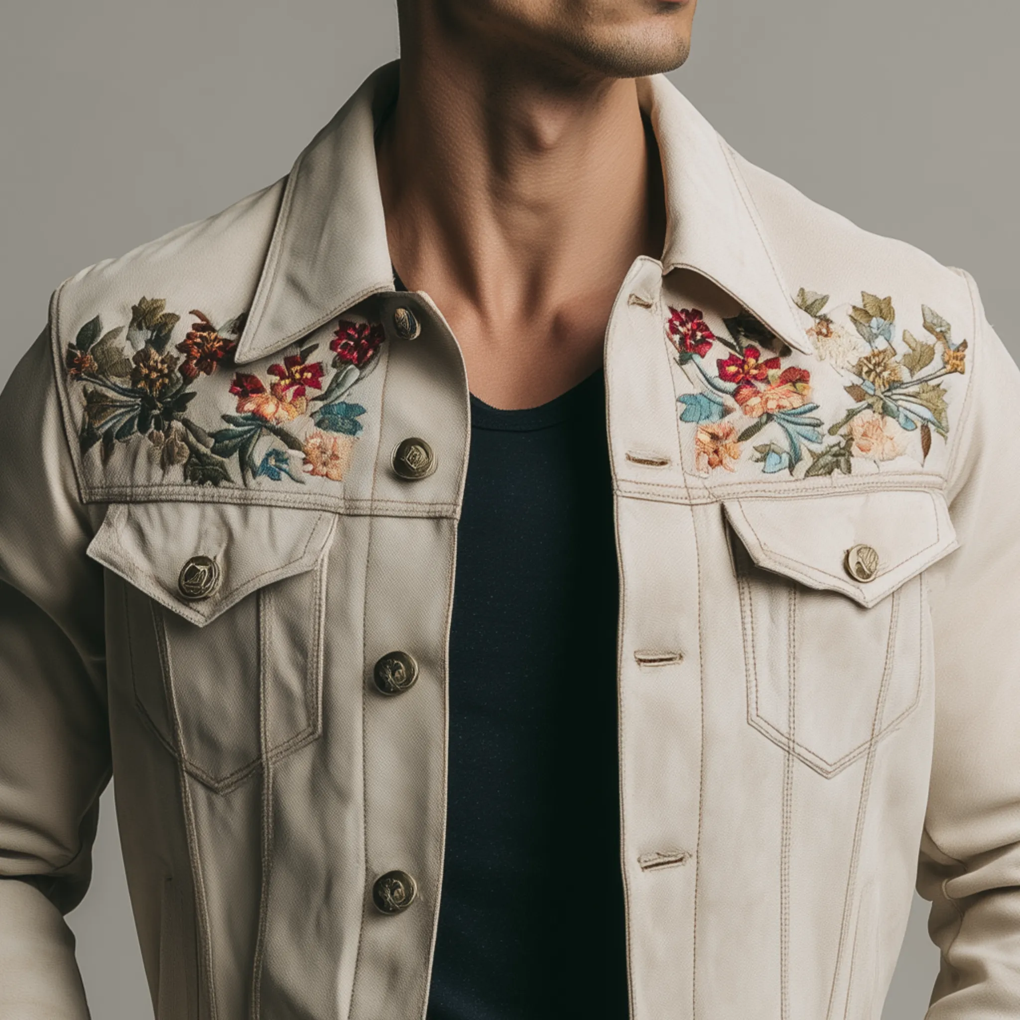 Men's Classic Casual Western Style Embroidered Suede Jacket MTA2069H6K sold by Manly product image thumbnail 4