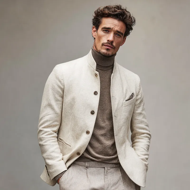 Men's Fashion Stand Collar Single Breasted Casual Jacket MTA2019H7Z sold by Manly product image thumbnail 4