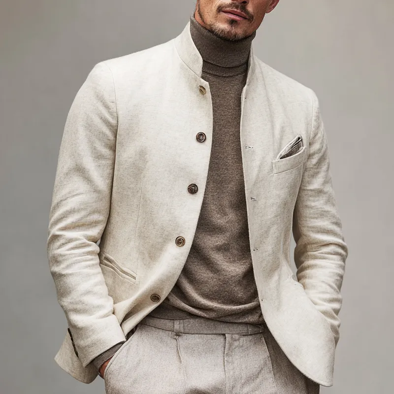 Men's Fashion Stand Collar Single Breasted Casual Jacket MTA2019H7Z sold by Manly product image thumbnail 2