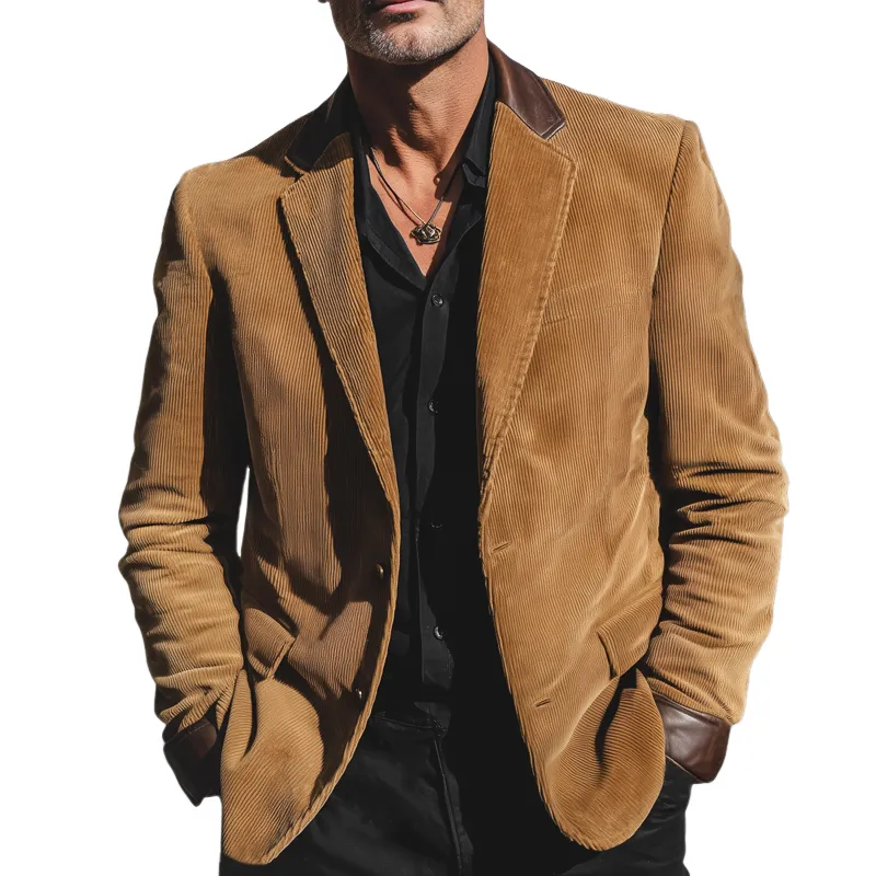 Men's Vintage Corduroy Two-Button Notched Lapel Blazer MTA2042H1U sold by Manly