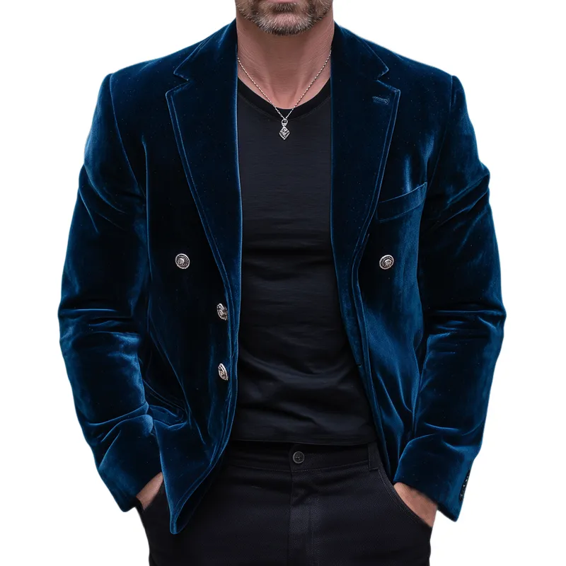 Men's Vintage Velvet Two-Button Notch Lapel Blazer MTA1944H8U sold by Manly