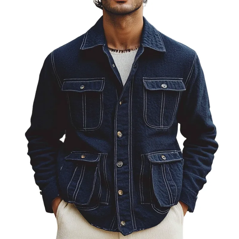 Men's Vintage Solid Washed Denim Jacket MTA1808H7X sold by Manly