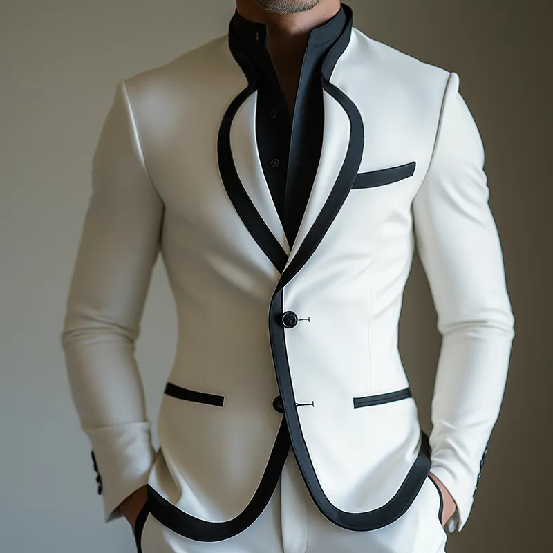 Men's Retro Casual Colorblock Blazer MTA1855H0TO sold by Manly product image thumbnail 2