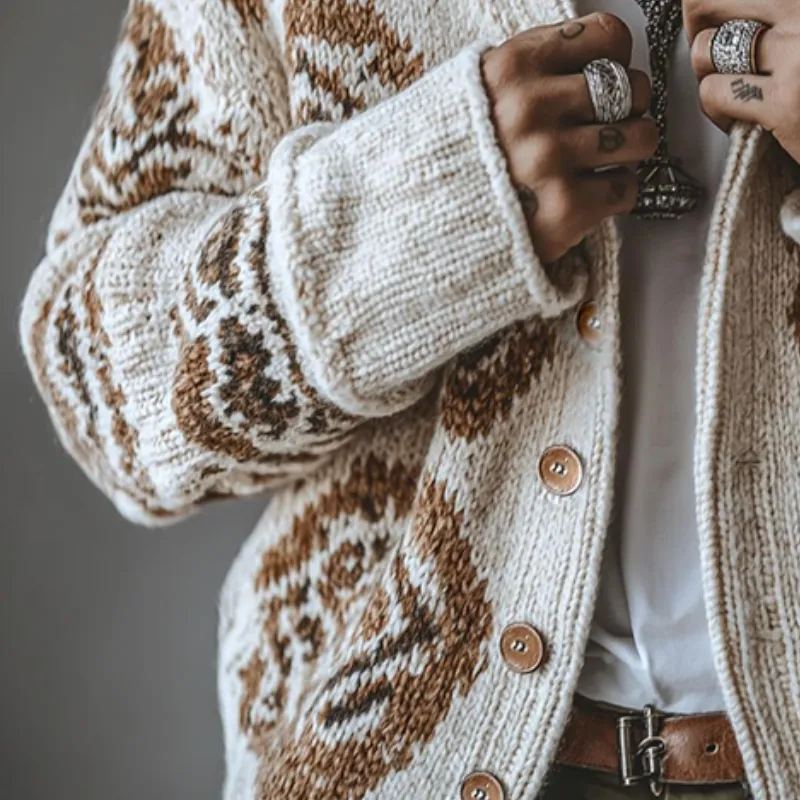 Men's Retro Casual Ethnic Style Knitted Cardigan MTA1854H3TO sold by Manly product image thumbnail 3