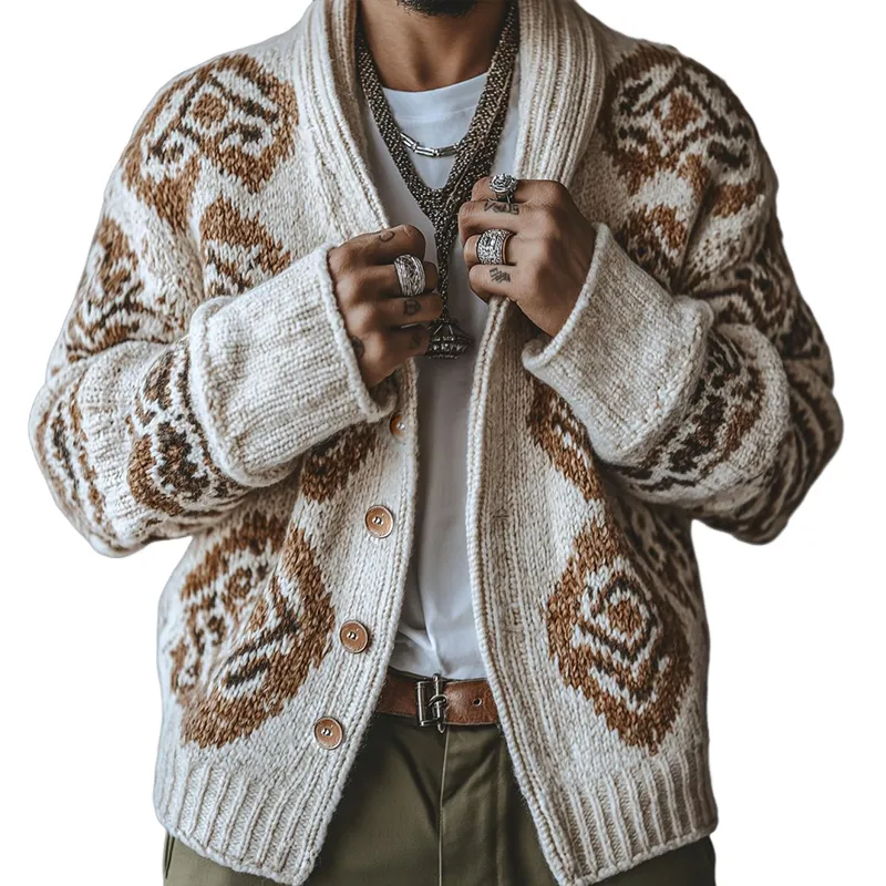 Men's Retro Casual Ethnic Style Knitted Cardigan MTA1854H3TO sold by Manly
