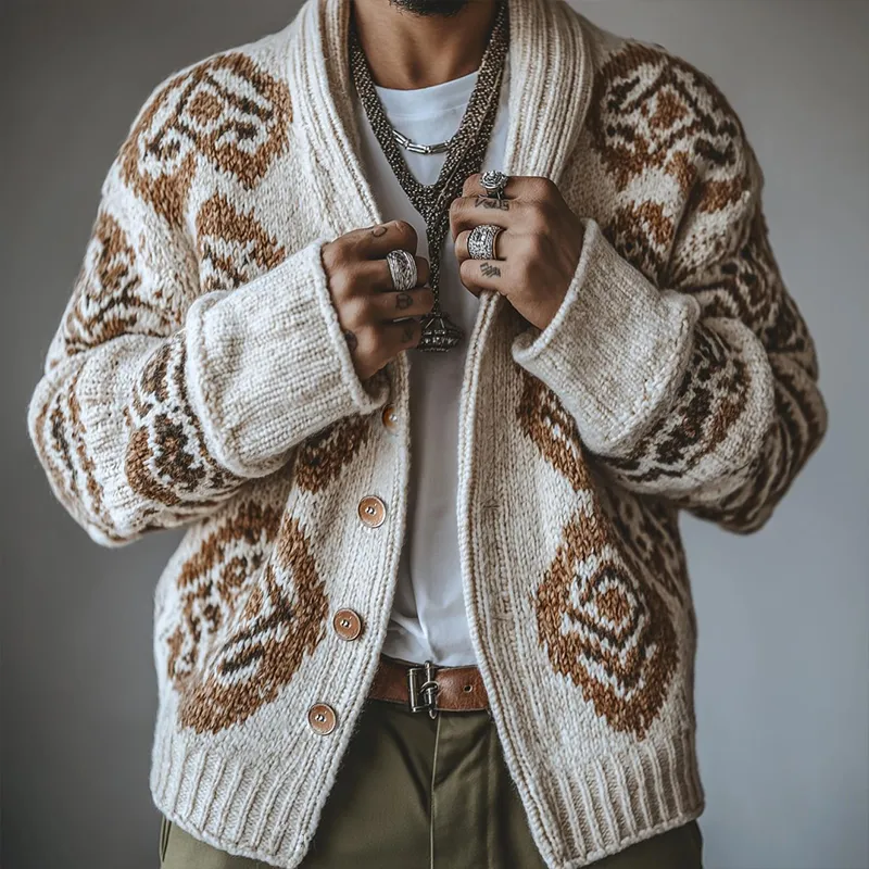Men's Retro Casual Ethnic Style Knitted Cardigan MTA1854H3TO sold by Manly product image thumbnail 2