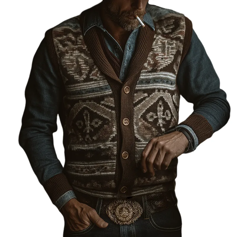 Men's Retro Casual Western Style Knit Vest MTA1819H2TO sold by Manly