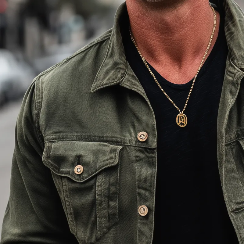 Men's Vintage Distressed Army Green Button-down Lapel Jacket MTA1854H3U sold by Manly product image thumbnail 4