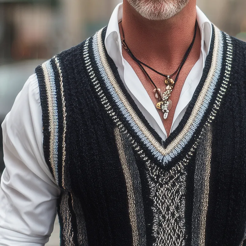 Men's Classic Retro V-Neck Knitted Pullover Vest MTA1947H6U sold by Manly product image thumbnail 3