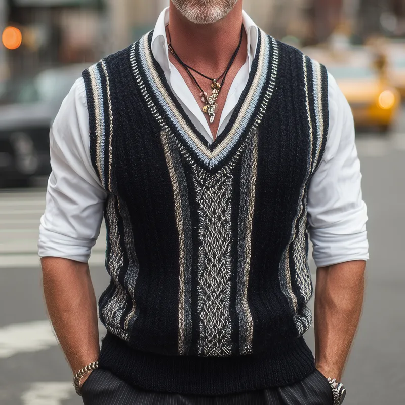 Men's Classic Retro V-Neck Knitted Pullover Vest MTA1947H6U sold by Manly product image thumbnail 2