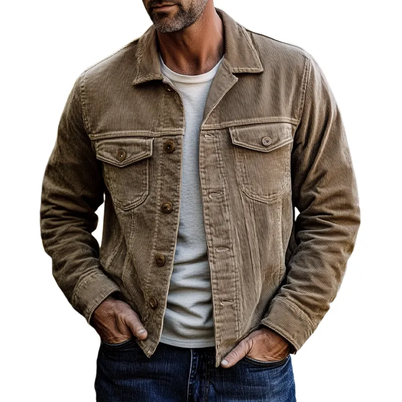 Men's Vintage Corduroy Lapel Single Breasted Jacket MTA2251H4X sold by Manly
