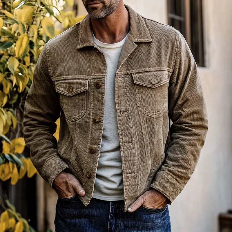 Men's Vintage Corduroy Lapel Single Breasted Jacket MTA2251H4X sold by Manly product image thumbnail 2