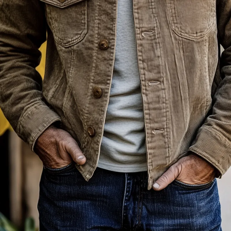 Men's Vintage Corduroy Lapel Single Breasted Jacket MTA2251H4X sold by Manly product image thumbnail 4